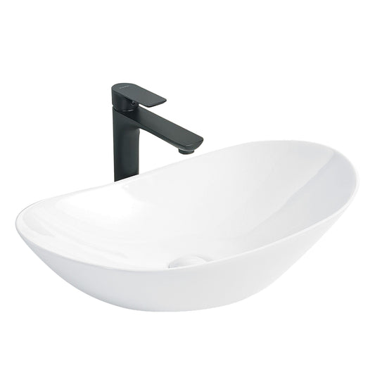 White Oval Ceramic Vessel Sink