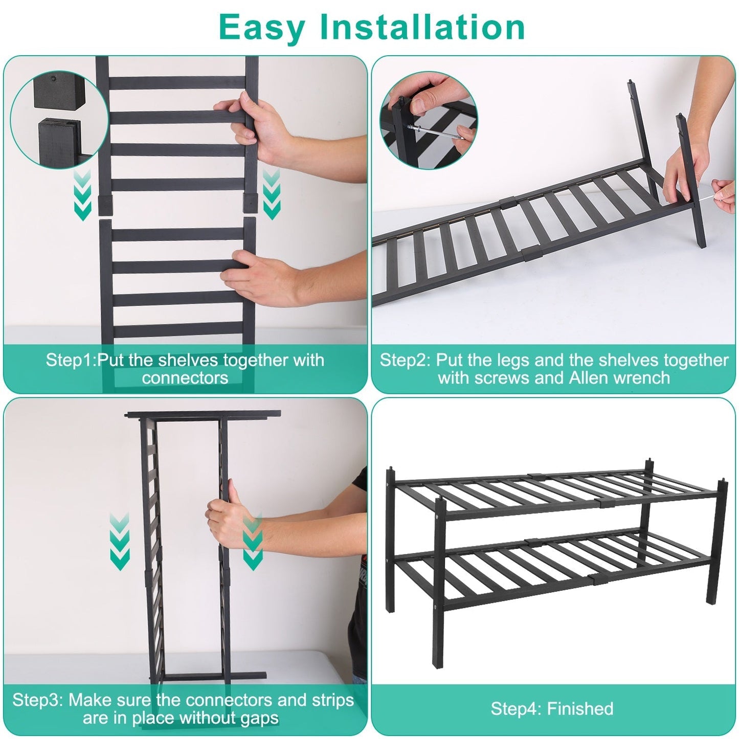 Bamboo Shoe Rack 2-Tier Stackable Shoe Shelf Free Standing Small Shoe Storage Organizer for Entryway Closet Bedroom Bathroom Living Room