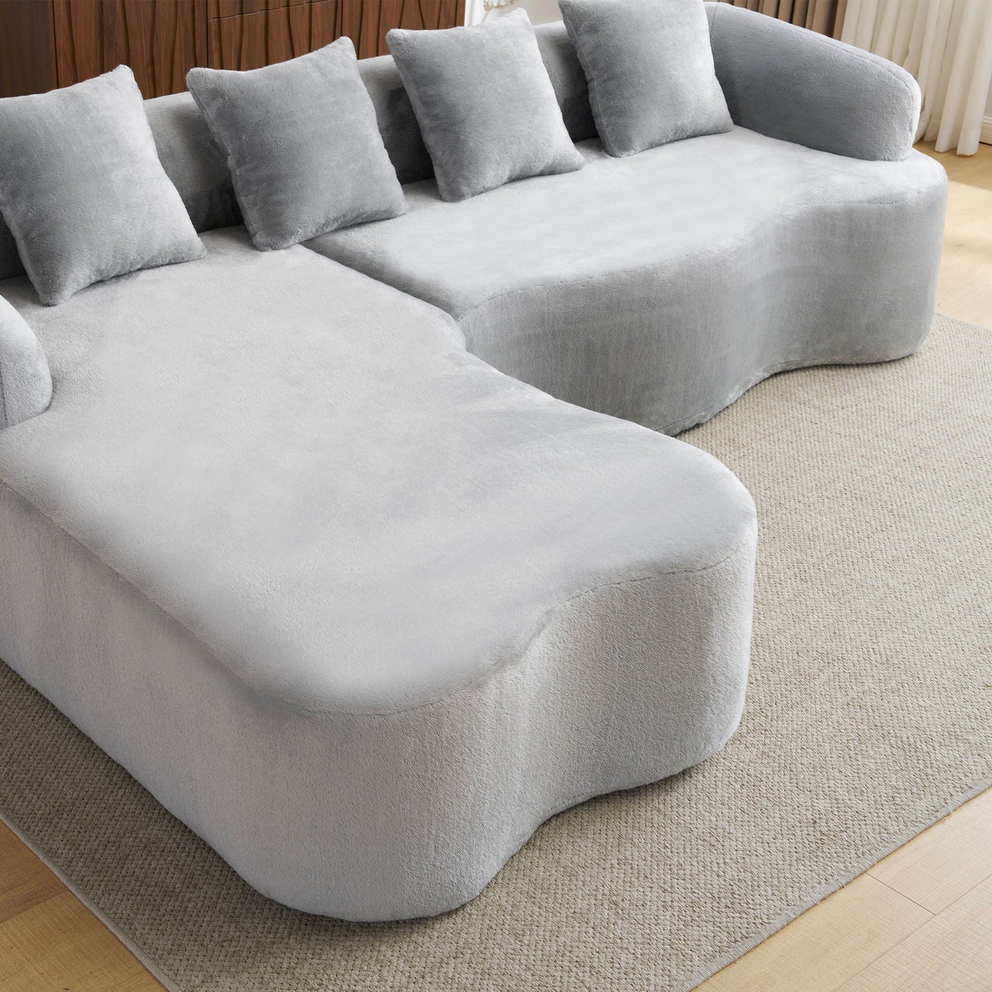 Modular L-Shape Sectional Sofa With Curved Chaise