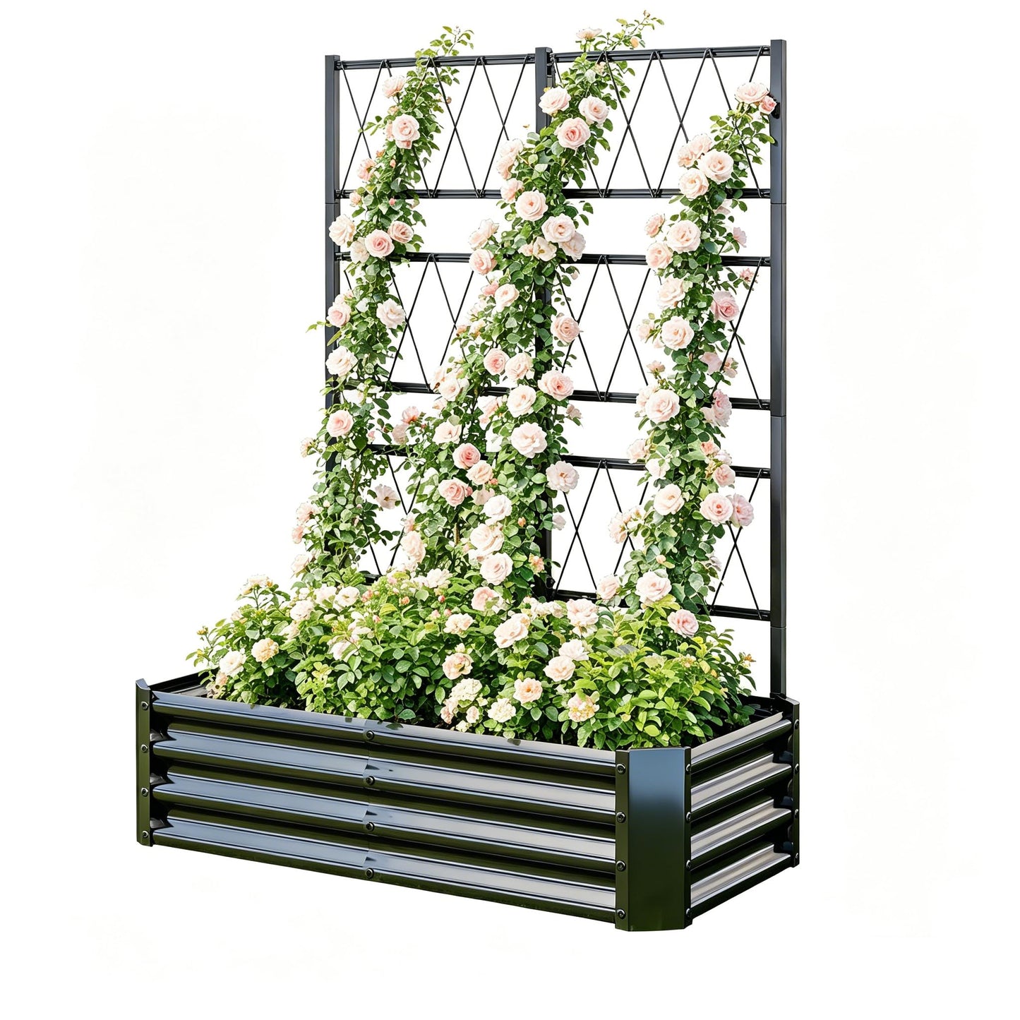 Galvanized Raised Garden Bed with Arch Trellis