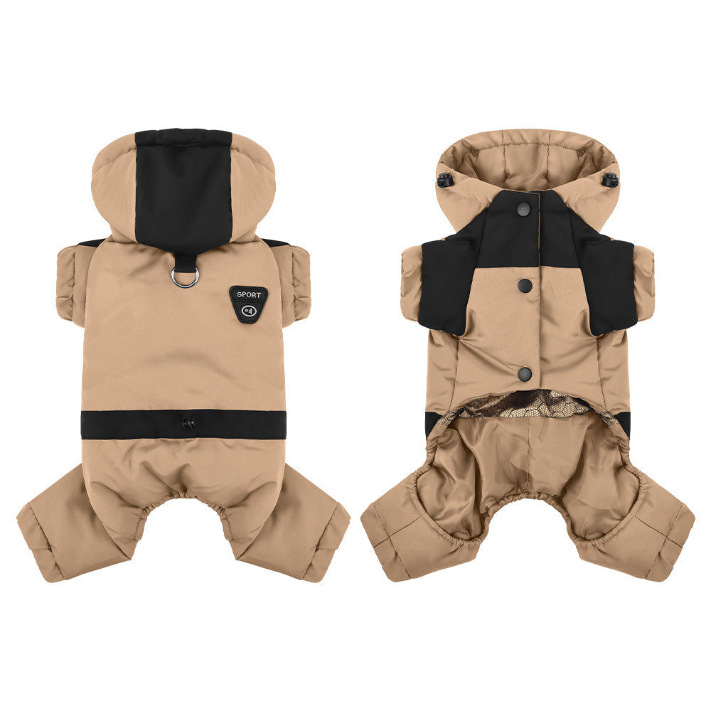 Water Resistant Dog Winter Coat, Graphene Thermal Warm Four Legged Dog Snow Jacket Hooded Pet Cold Weather Snowsuit, Windproof Padded Dog Clothes For Small Medium Dogs