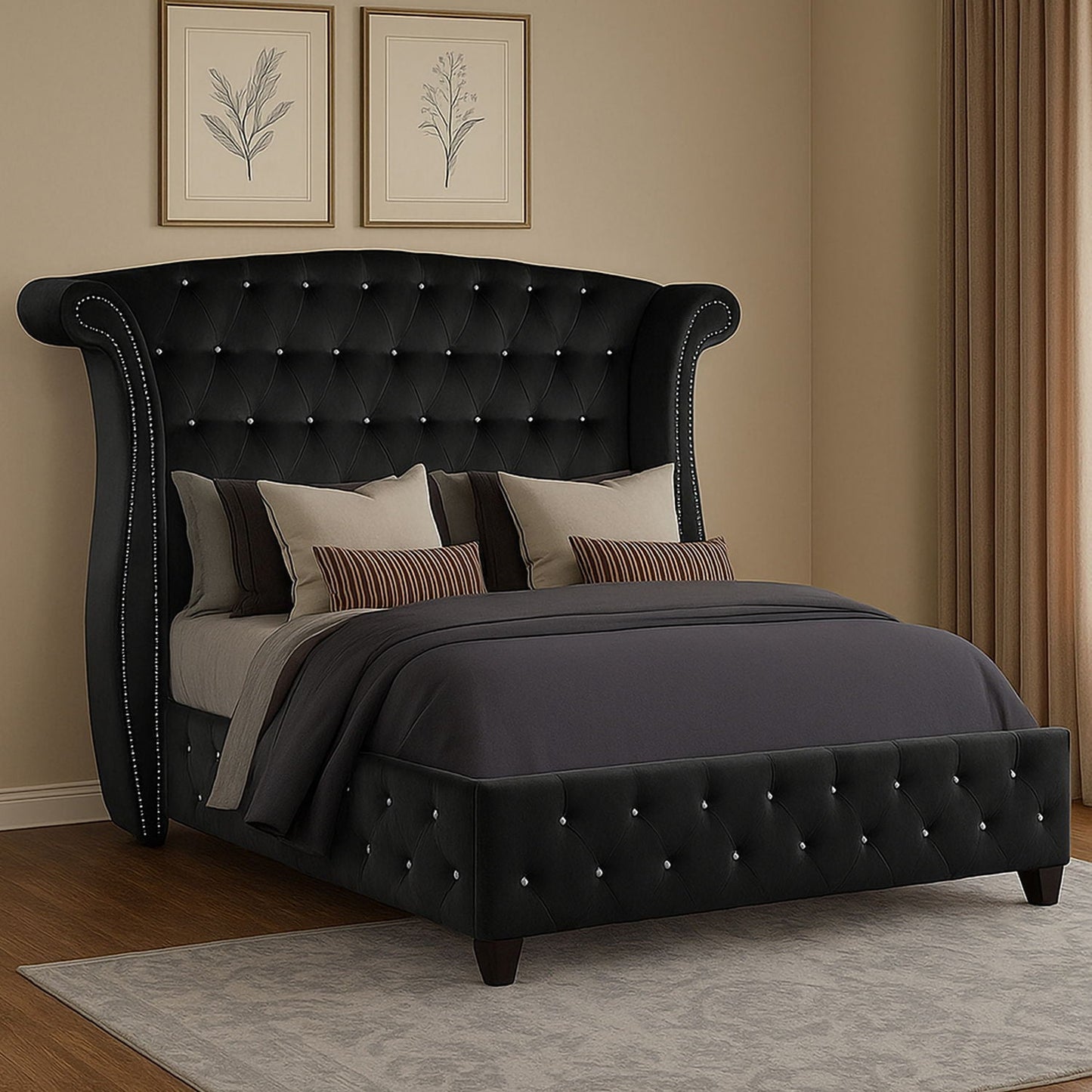 Sophia - Crystal Tufted Upholstered Bed