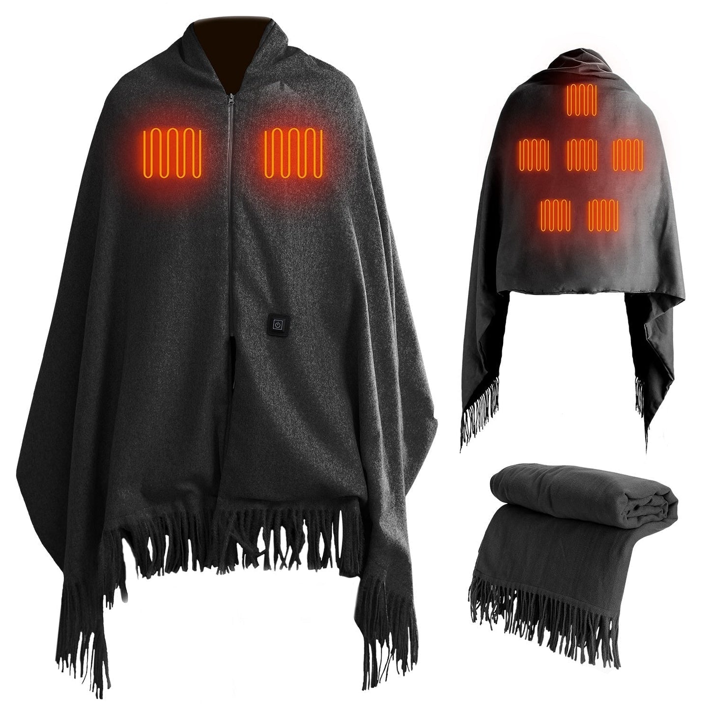 USB Heated Shawl, 77"x24", 3 Heat Levels