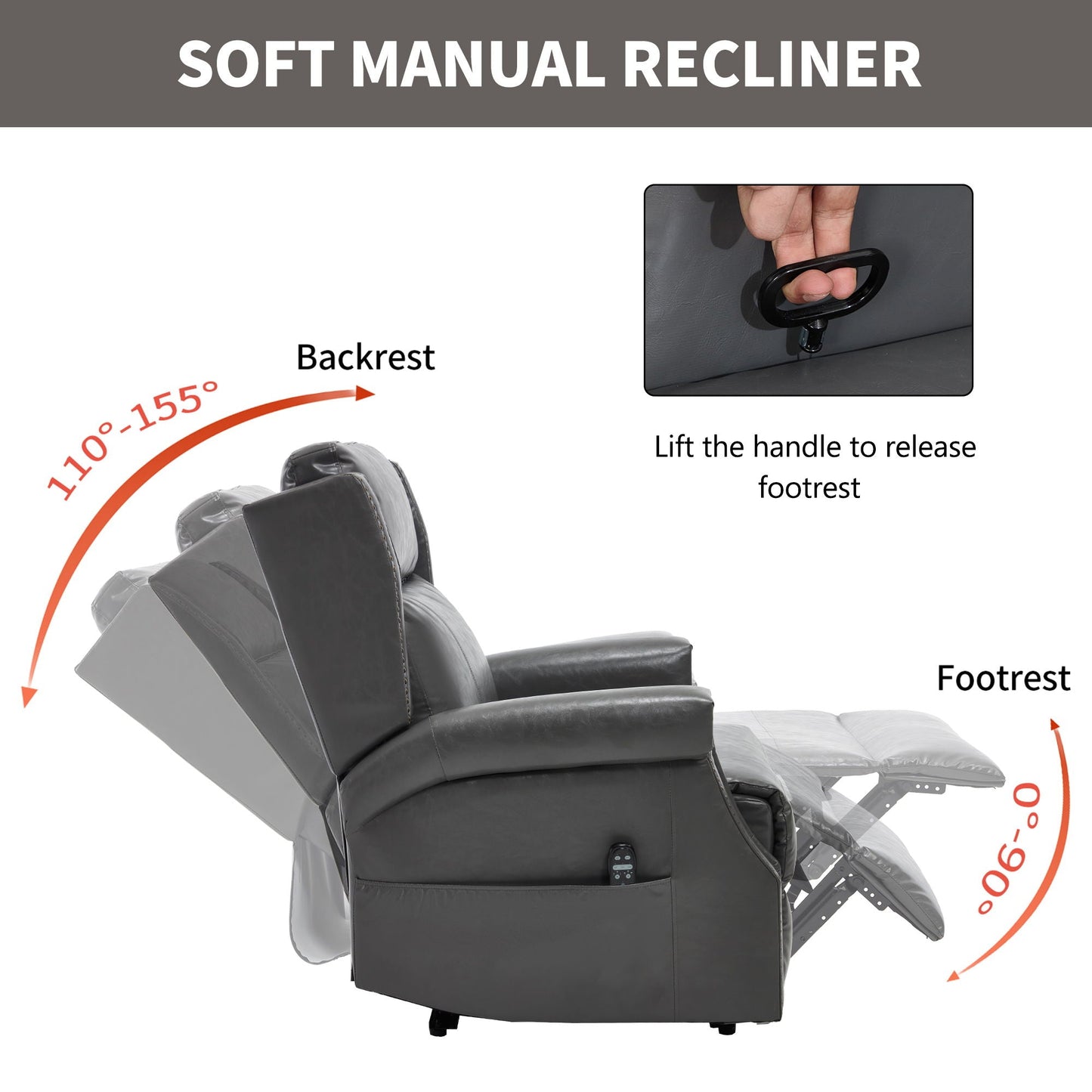 Manual Recliner Chair  With Heavy Duty Motion Mechanism, 8 Vibrating Nodes And 3 Massage Modes For Living Room