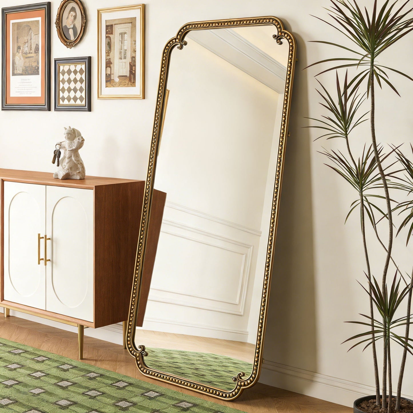 Full Length Mirror With Stand, Floor Standing Dressing For Bedroom - Antique Gold