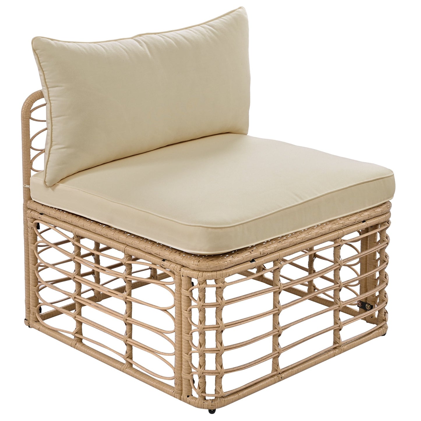 7 Pieces Outdoor Patio Furniture, All-Weather Rattan Sectional Sofa Set with Thick Cushions and Pillows, Freely Combined Conversation Sets for Garden, Backyard, Balcony, Brown