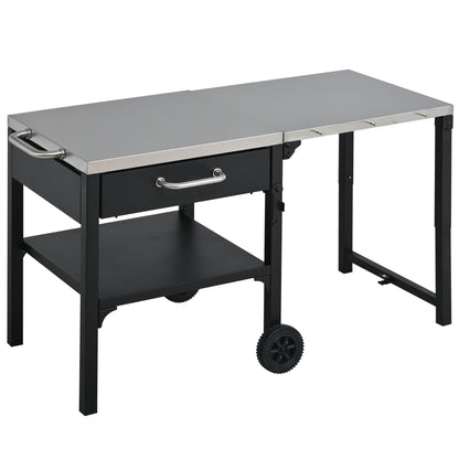 Foldable Outdoor Kitchen Cart With Storage For Patio
