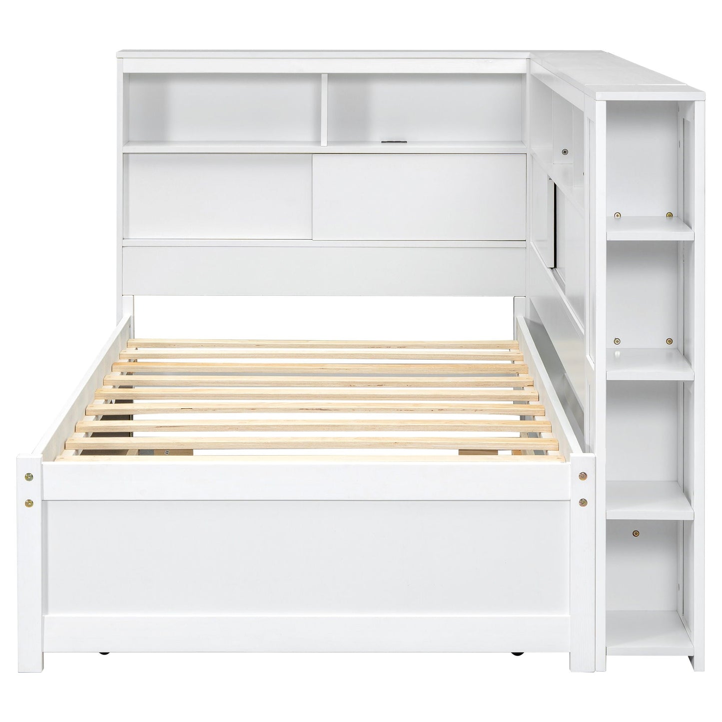 Daybed With Storage Shelves, USB Charging, And Trundle Bed