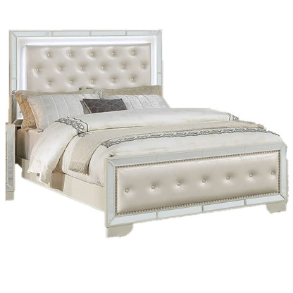 3 Piece Bedroom Set, Bed With LED Lights And 2 Nightstands