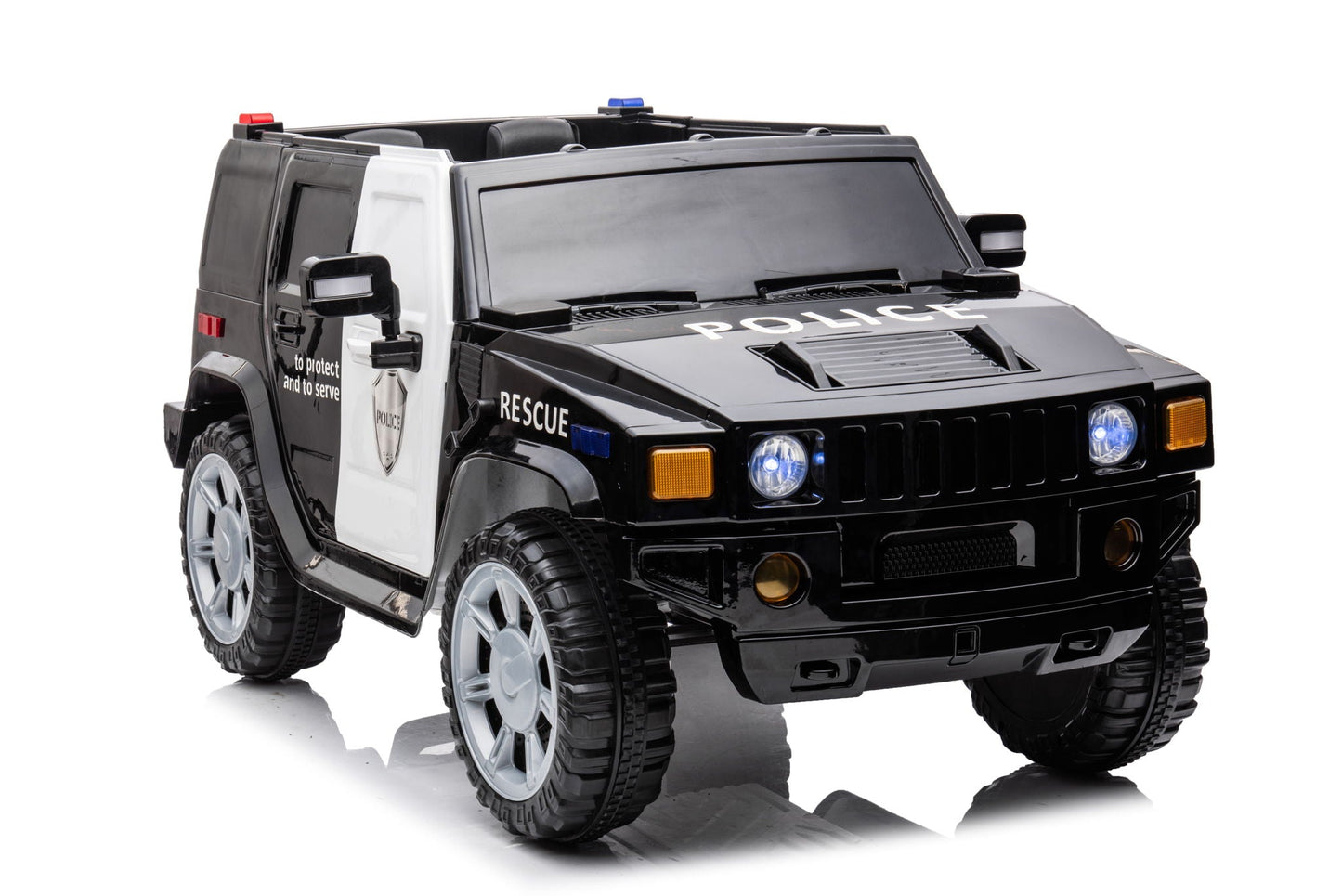 12V7A 30W*2 Four-Wheel Drive Seat One Button Start, Forward And Backward, High And Low Speed, Music, Front Light, Power Display, Two Doors Can Open, 2.4G R / C, Seat Belt Four Wheel Absorber