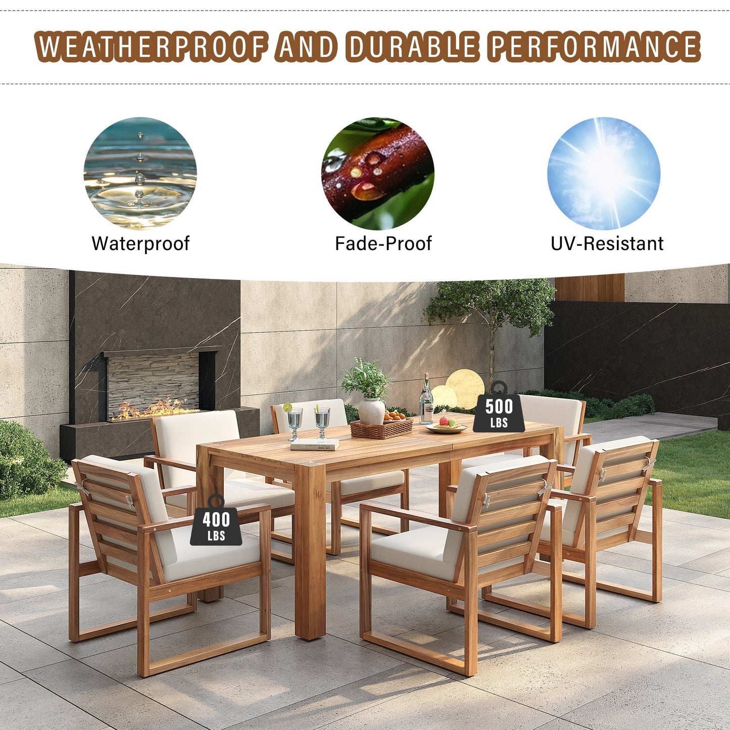TREXM Patio Table and Chairs Set, 7-Piece Outdoor Dining Set for 6