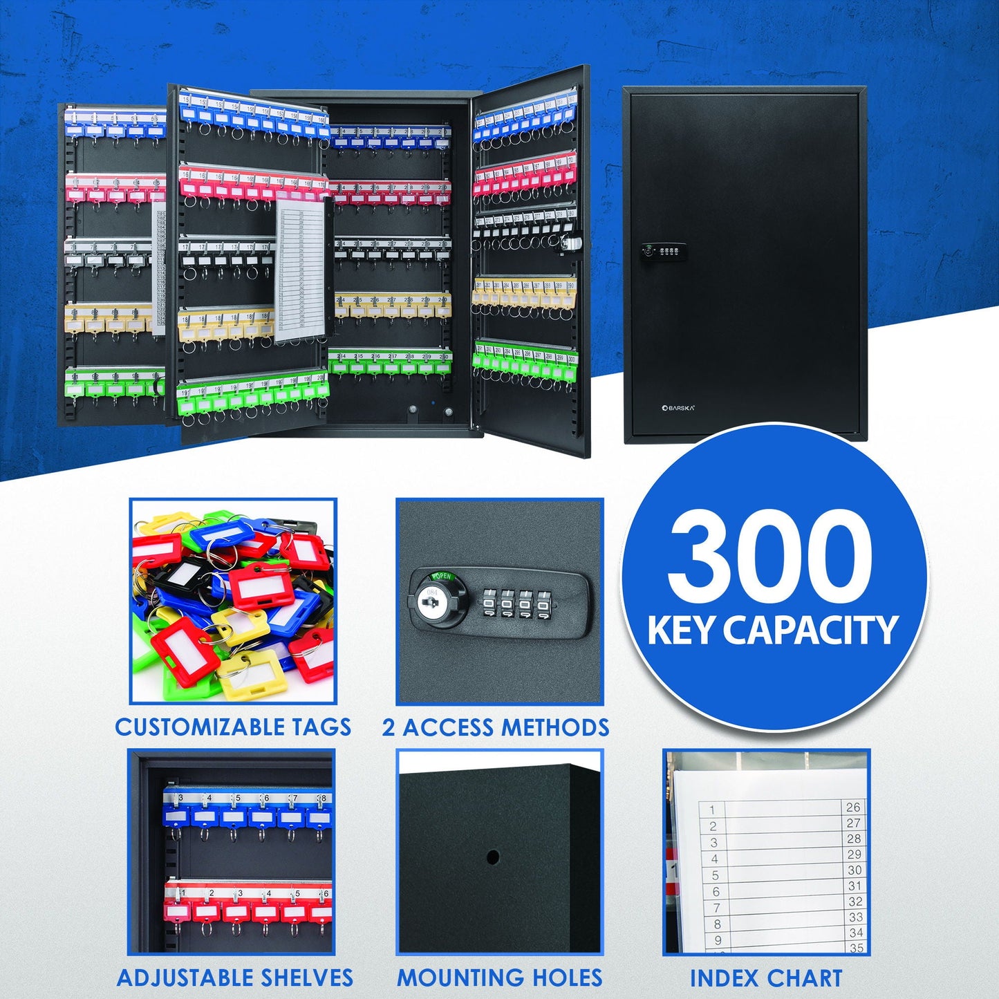 Adjustable Key Cabinet With Combination Lock