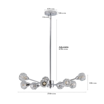 28" Modern Crystal Chandelier With 9 Lights