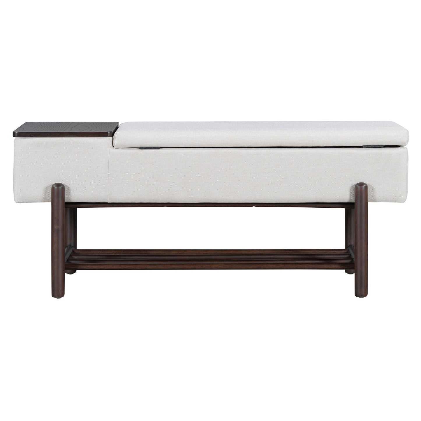 TREXM Farmhouse Upholstered Storage Bench with Hidden Compartment - Espresso