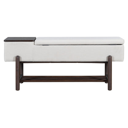 TREXM Farmhouse Upholstered Storage Bench with Hidden Compartment - Espresso