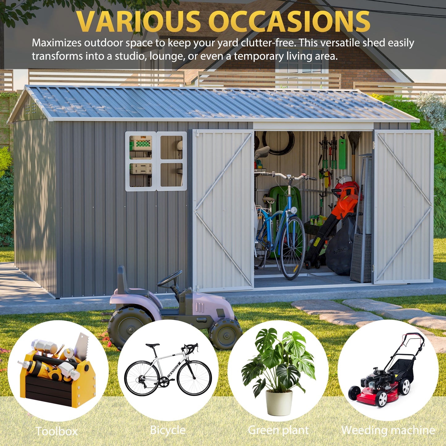 12x10 Ft Outdoor Metal Storage Shed