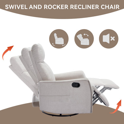 Heat Massage Manual Recliner Chair with Rocker and Swivel