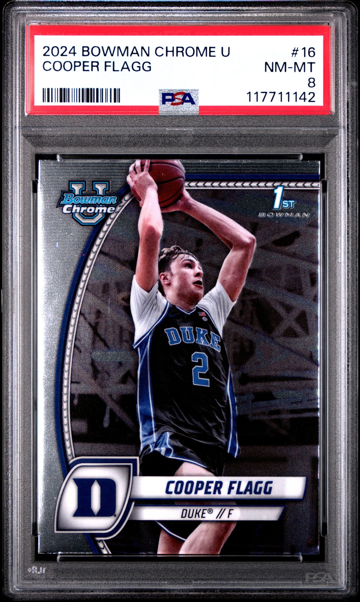 Graded 2024 Topps Bowman Chrome U Cooper Flagg #16 Rookie RC Basketball Card PSA 8 Near Mint