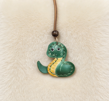Handmade Leather Snake Keychain
