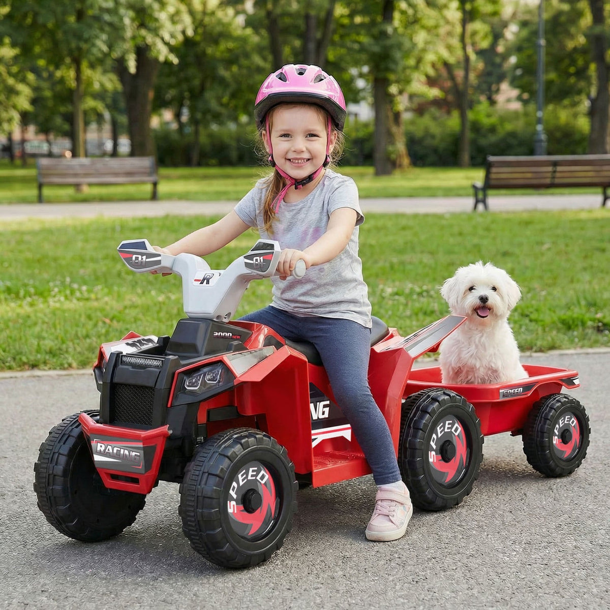 Kids Electric ATV Quad with Detachable Trailer 6V