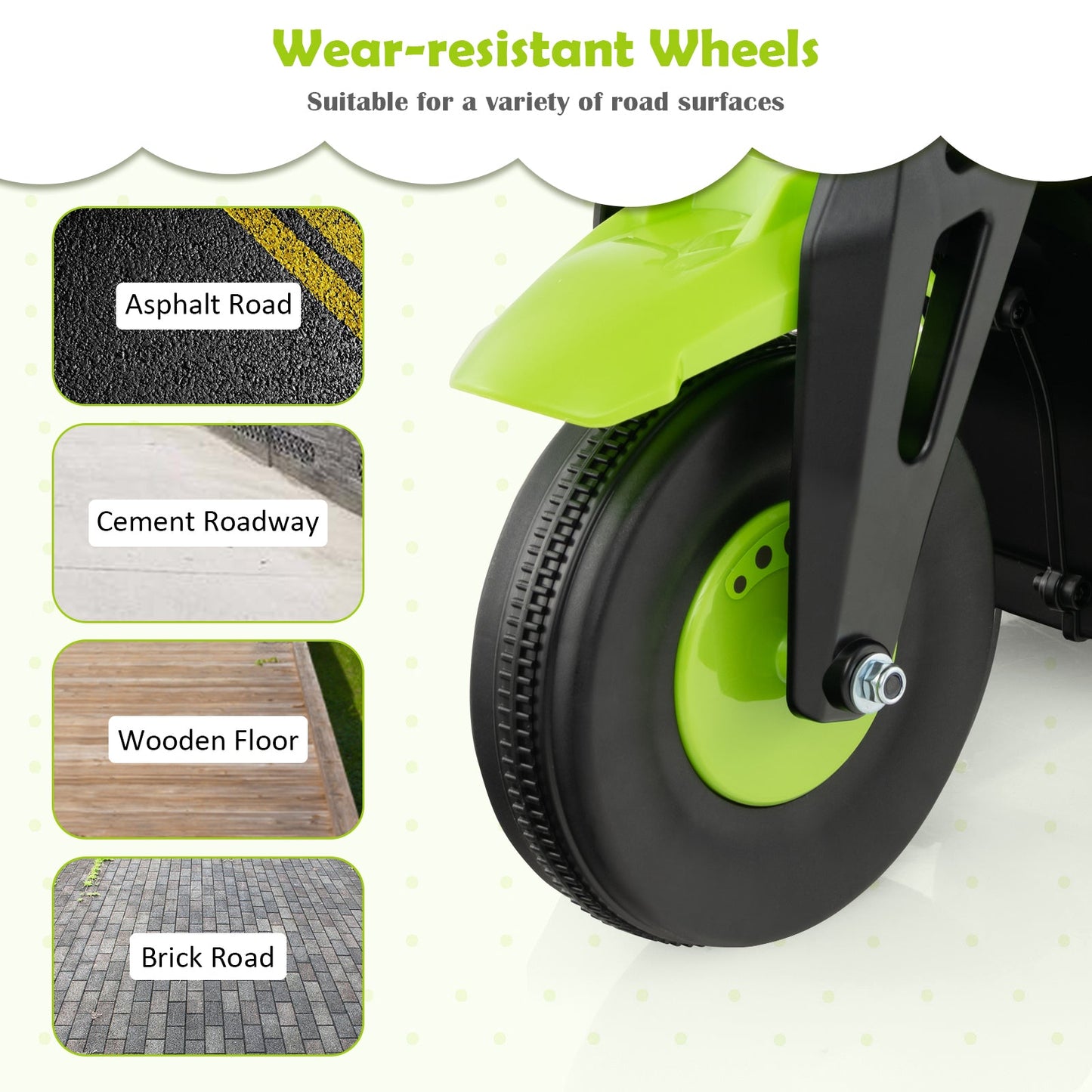 6V Kids Electric Ride on Motorcycle with Bubble Maker and Music-Green