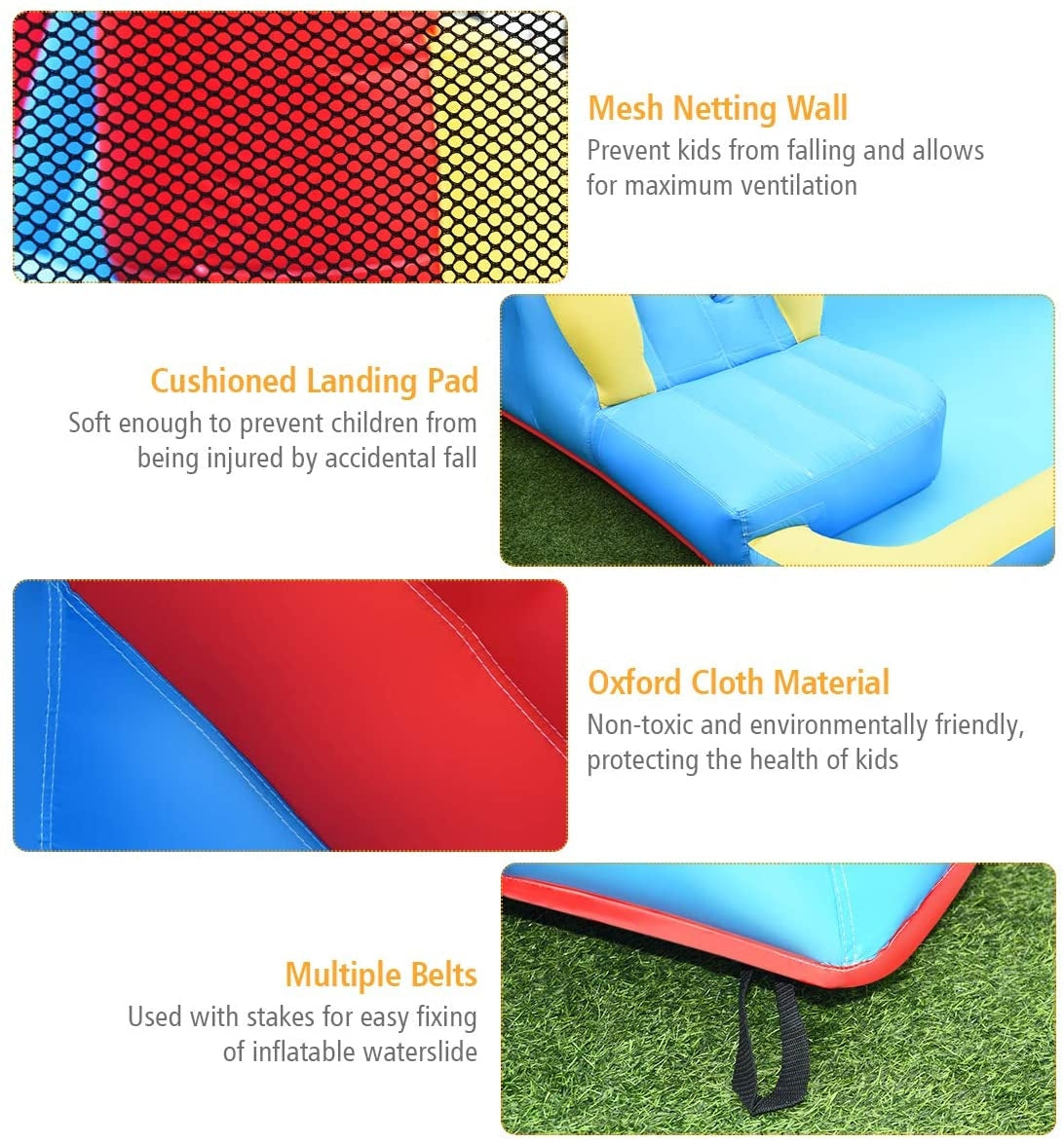 Inflatable Water Slide Bounce House with Water Cannon and 950W Blower