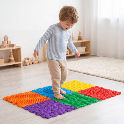 Interlocking Sensory Mats 6-Piece Set with Textured Surfaces