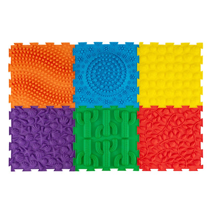 Interlocking Sensory Mats 6-Piece Set with Textured Surfaces