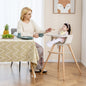 6-in-1 Convertible Wooden Highchair with Safety Harness and Adjustable Legs-Light Brown
