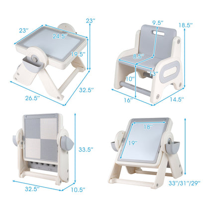 6-in-1 Multi-activity Children Table and Chair Set Folding Art Easel Set