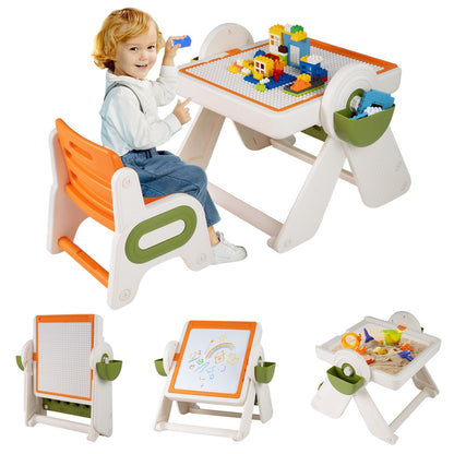 6-in-1 Multi-activity Children Table and Chair Set Folding Art Easel Set