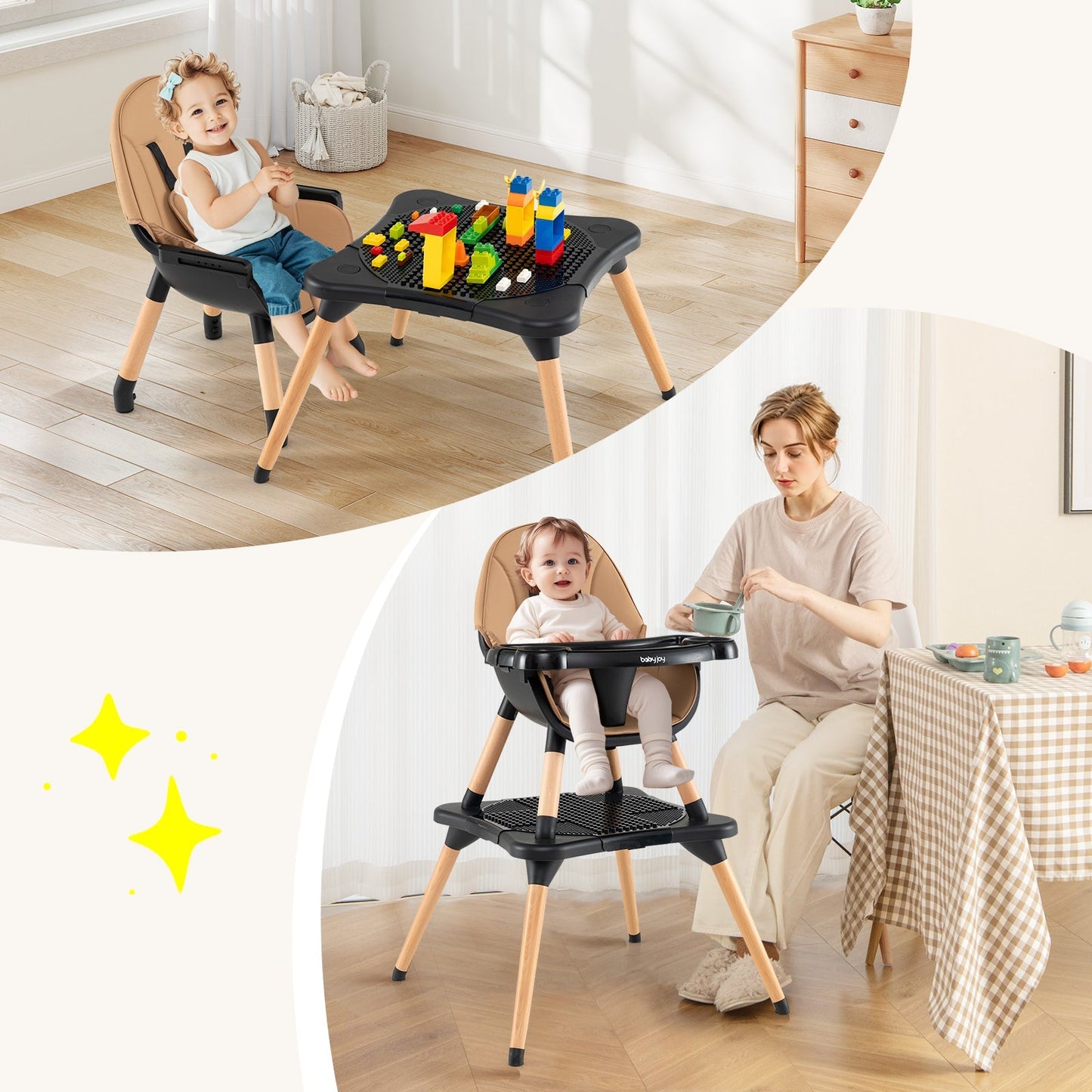 5-in-1 Baby Wooden Convertible High Chair