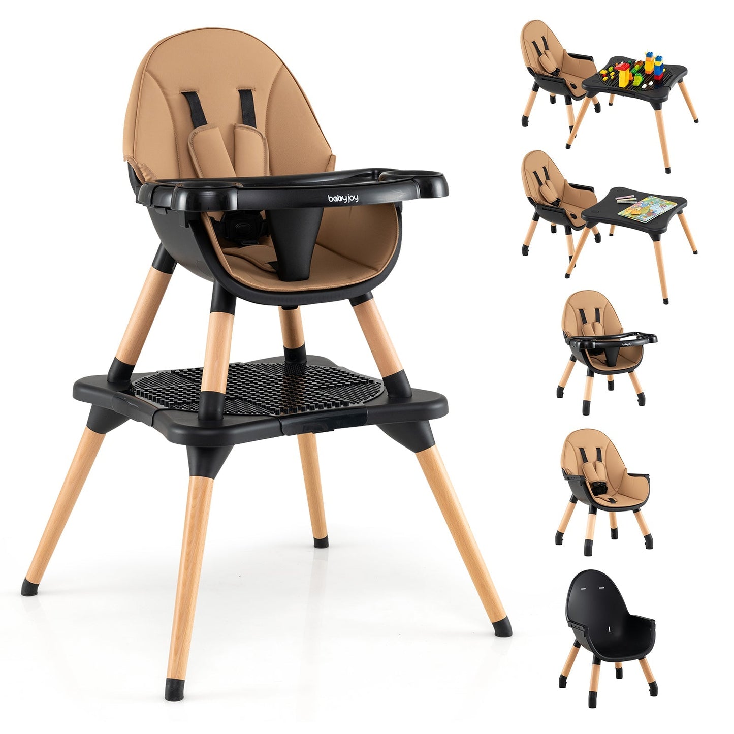 5-in-1 Baby Wooden Convertible High Chair