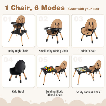 5-in-1 Baby Wooden Convertible High Chair