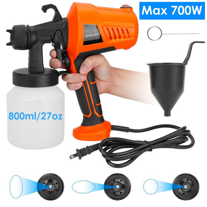700W Electric Paint Sprayer Handheld HVLP Spray Painter Painting Spray Gun For Fences Brick Walls w/ 3 Spray Patterns 800ML Detachable Cup