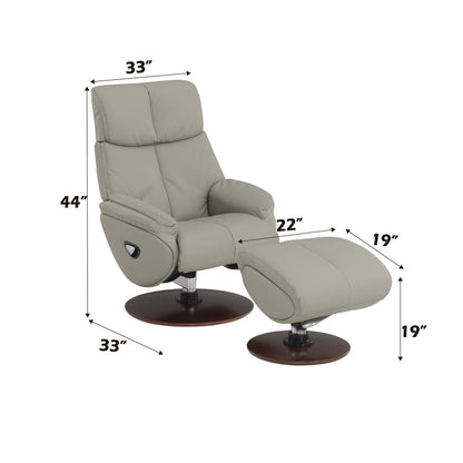 Kandoro - Motion Accent Chair With Swivel & Ottoman - Gray Leather & Brown Base