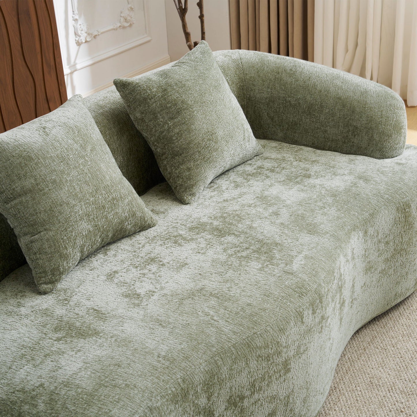 Modular L-Shape Sectional Sofa With Curved Chaise