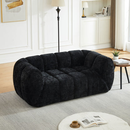 Quilted Cloud Sofa With Rounded Armrests And Piano Key Backrest Design