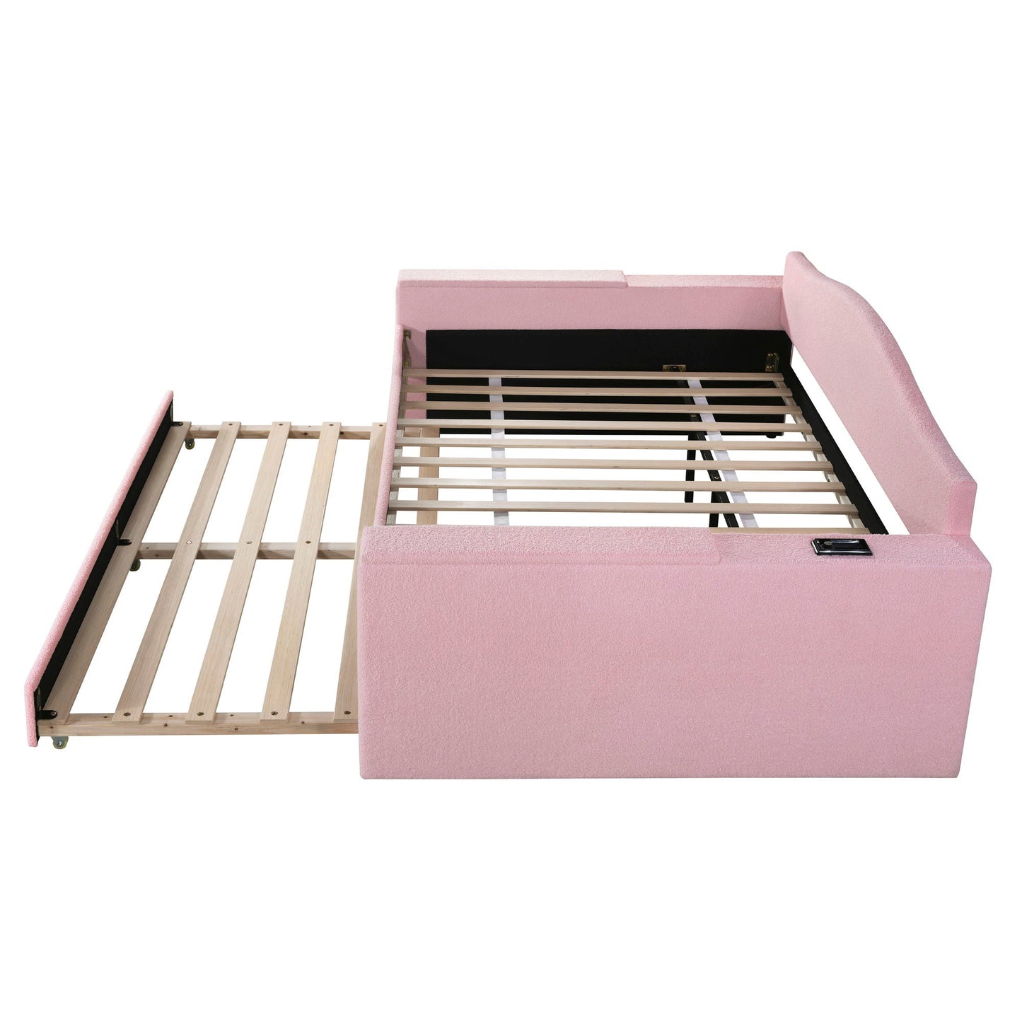 Upholstered Daybed With Storage Armrests, Trundle And Latest Integrated tooth Audio System