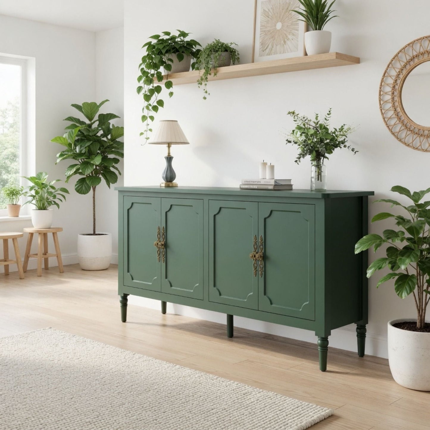 Vintage Buffet Cabinet With Adjustable Shelves