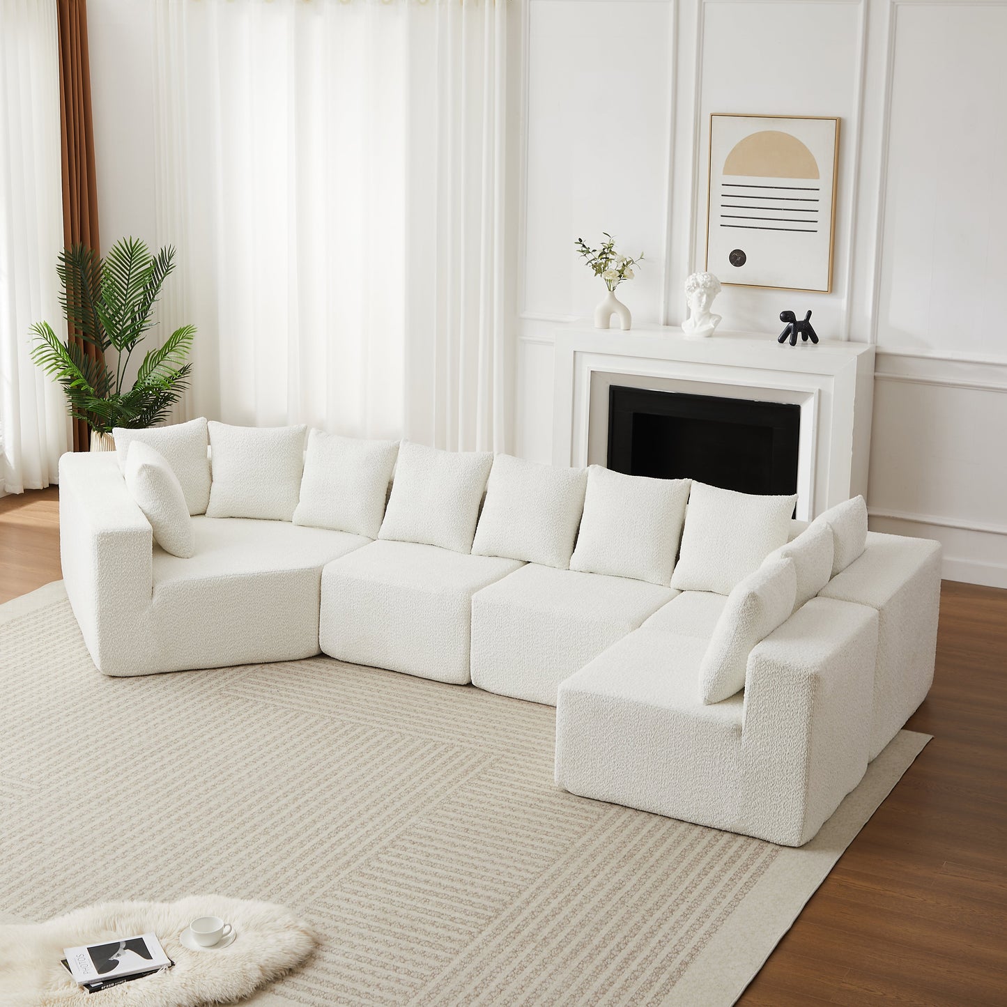 151.6-Inch Extra-Large L-Shaped Chenille Sectional Sofa