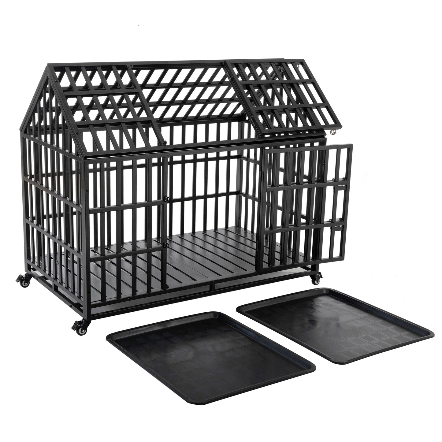 Heavy Duty Dog Crate Lockable Wheels