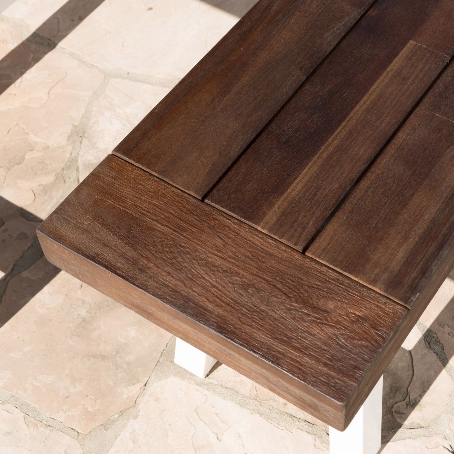 Tranquilizer Outdoor Acacia Wood Bench With Slat Panel Design
