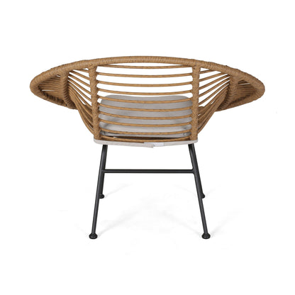 Cordella Outdoor Woven Wicker Chairs with Cushions, Set of 2