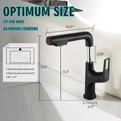 Pull Down Vessel Faucet With Lift Spout & Dual Spray Modes