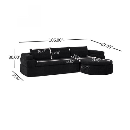 106" L-Shape Sectional Sofas (Black)