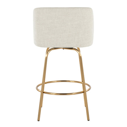 Toriano - Contemporary, Fixed Height Counter Stool With Swivel With Round Footrest (Set of 2)