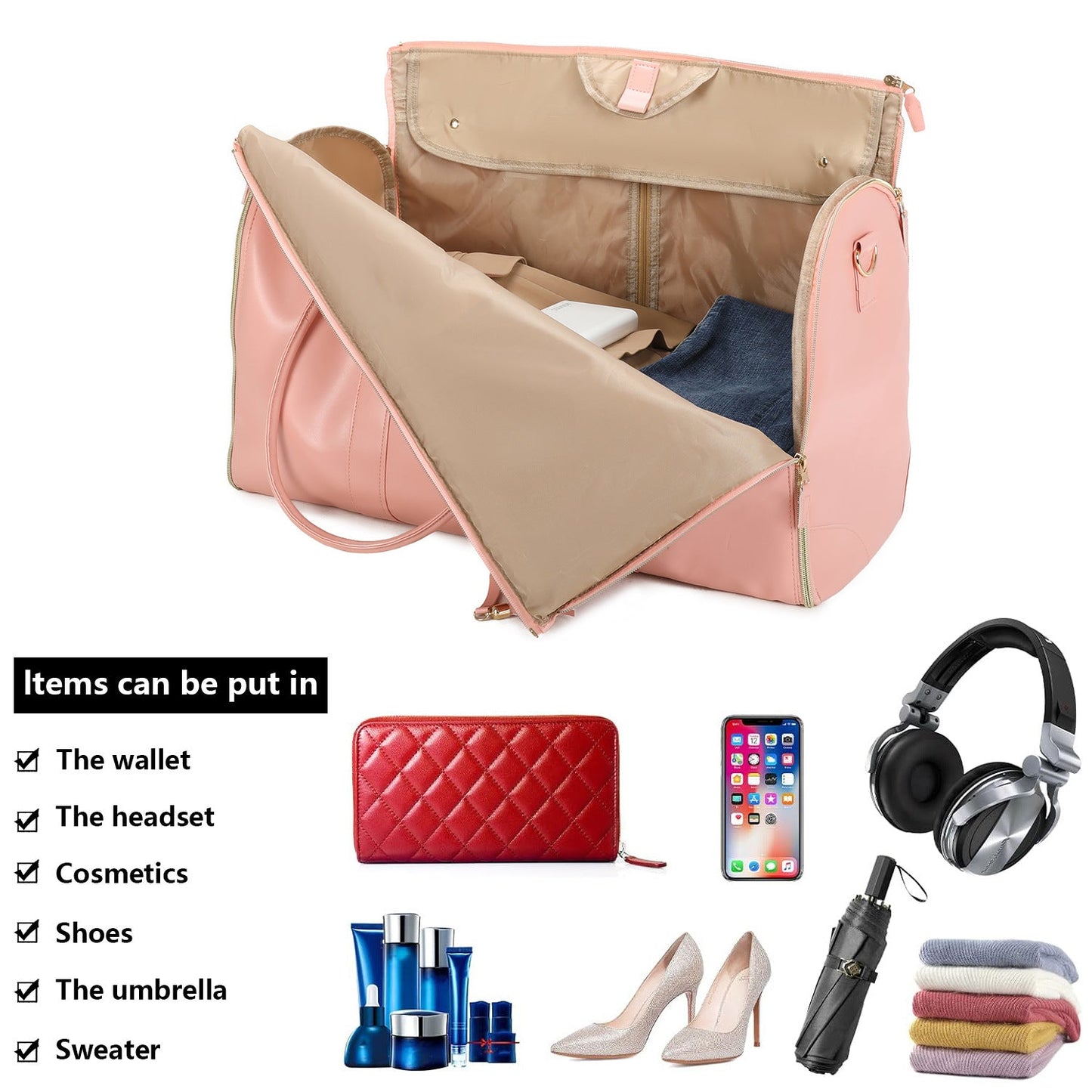 Travel Bag Clothing Storage BagPU Travel Gym Bag Foldable