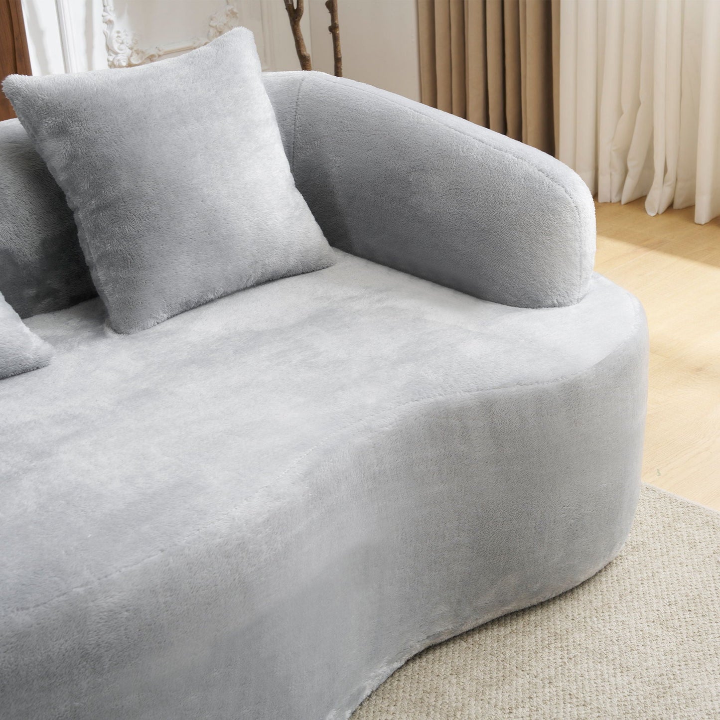 Modular L-Shape Sectional Sofa With Curved Chaise