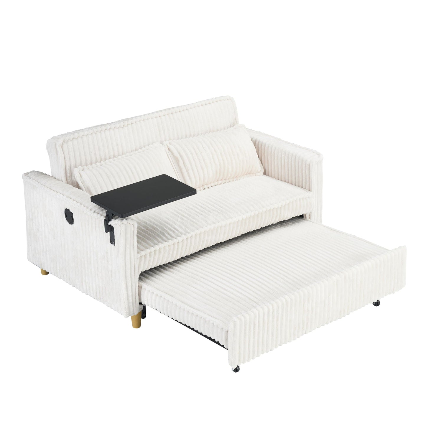 Pull Out Sofa With Movable Tabletop And USB Ports
